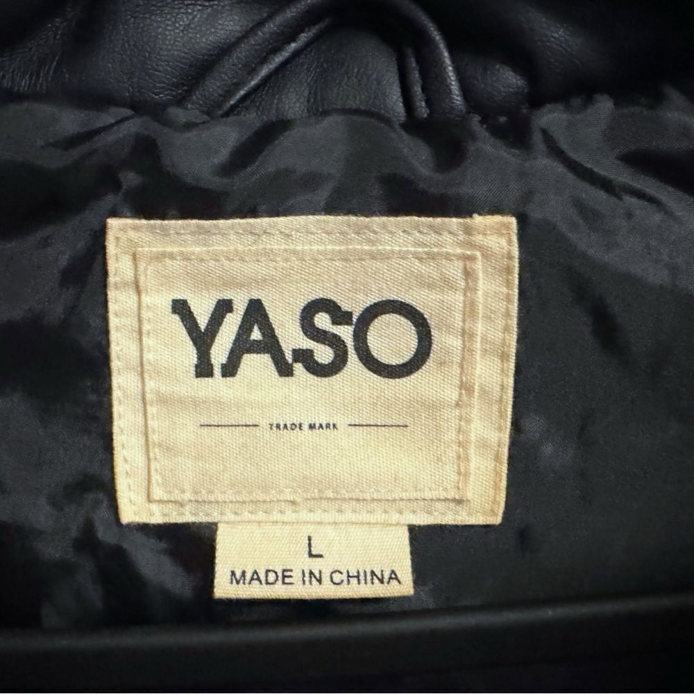 Yaso Black Faux Leather Puffer Vest Size Large - Picture 7 of 15